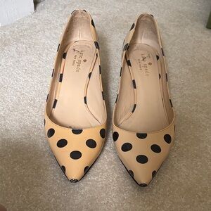 Kate Spade Tan and Black Polka Dot Heels
